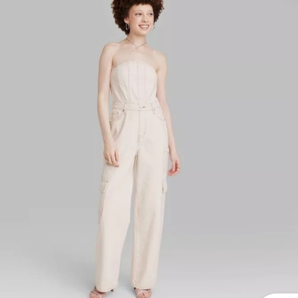 NWT Wild Fable Strapless Cargo Jumpsuit - Picture 2 of 8